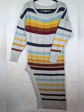 Jen's Pirate Booty Multicolor Striped Crewneck Sweater Dress